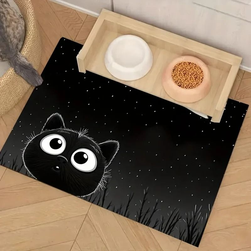 Non-Slip Cat Pattern Waterproof Pet Feeding Mat