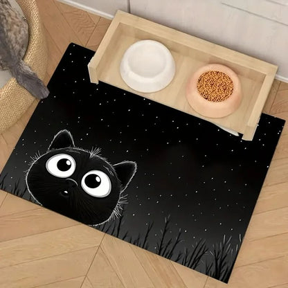 Non-Slip Cat Pattern Waterproof Pet Feeding Mat