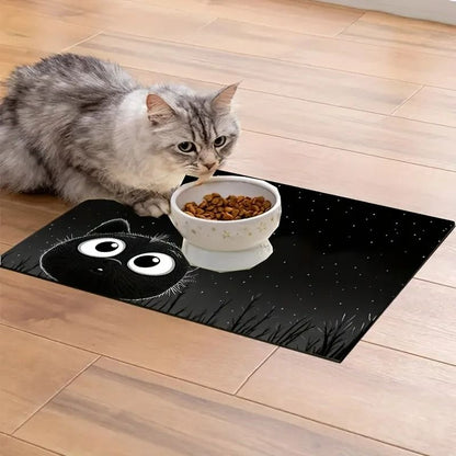 Non-Slip Cat Pattern Waterproof Pet Feeding Mat
