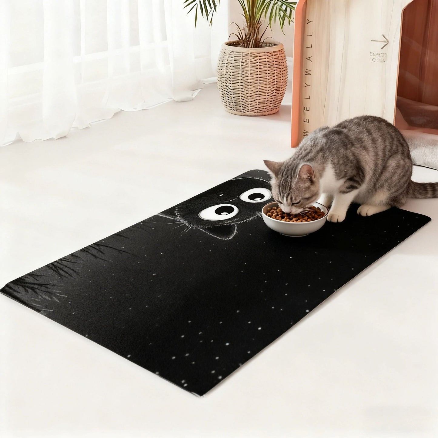 Non-Slip Cat Pattern Waterproof Pet Feeding Mat