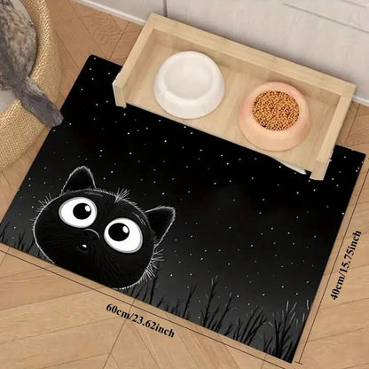 Non-Slip Cat Pattern Waterproof Pet Feeding Mat