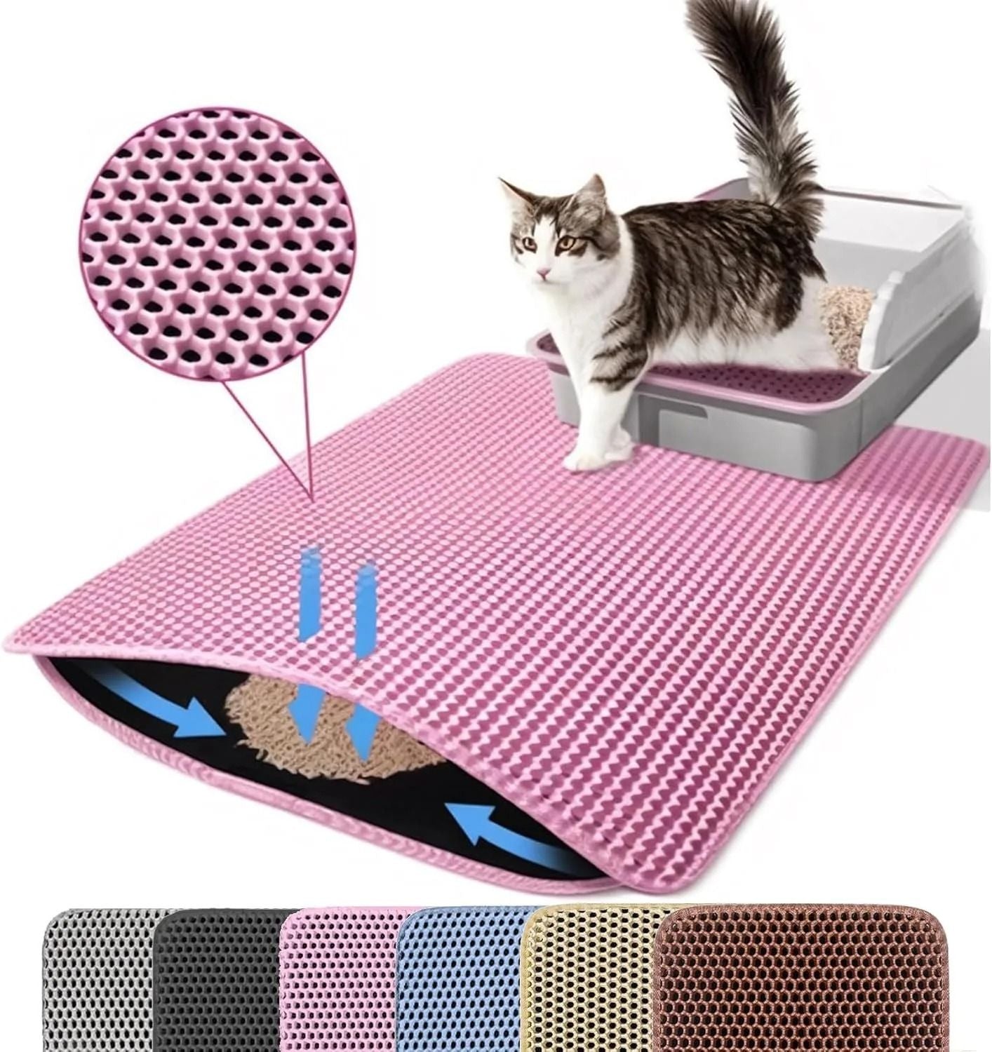 Advanced Honeycomb Double-Layer Litter Trapping Mat