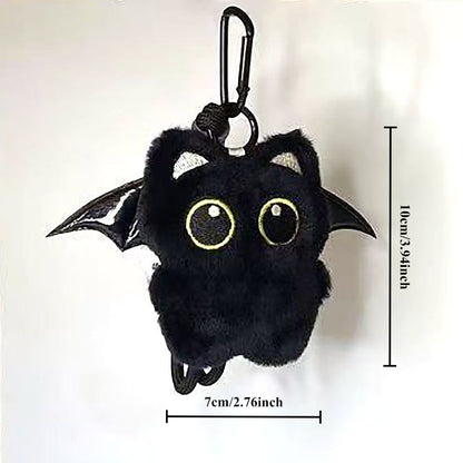 Big Eyed Plush Cat Keychain Cute Black Kitten Bag Charm for Backpacks & Keys