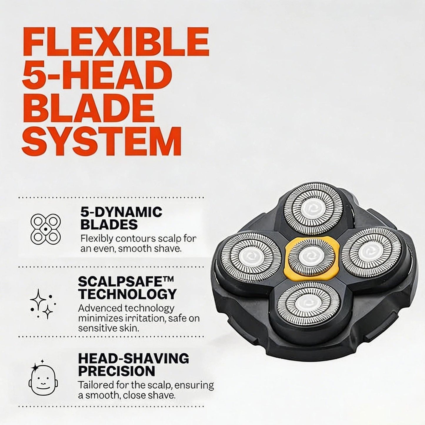 Titanium 5-Head Replacement Blade for Bald Head Electric Shavers
