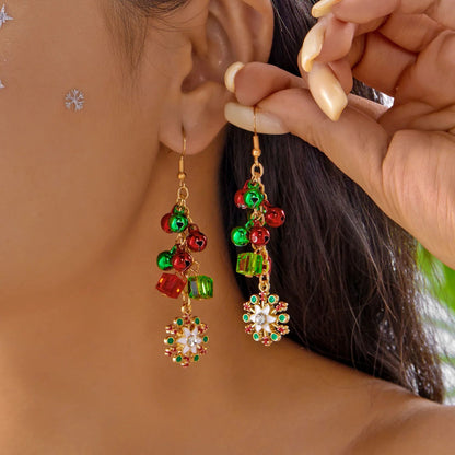 Trendy Christmas Santa Snowman and Snowflake Dangle Earrings
