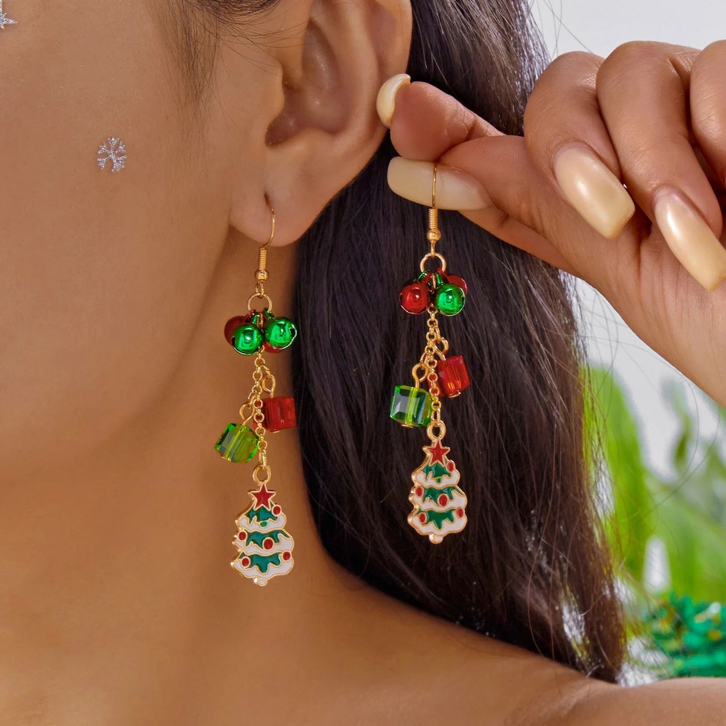 Trendy Christmas Santa Snowman and Snowflake Dangle Earrings