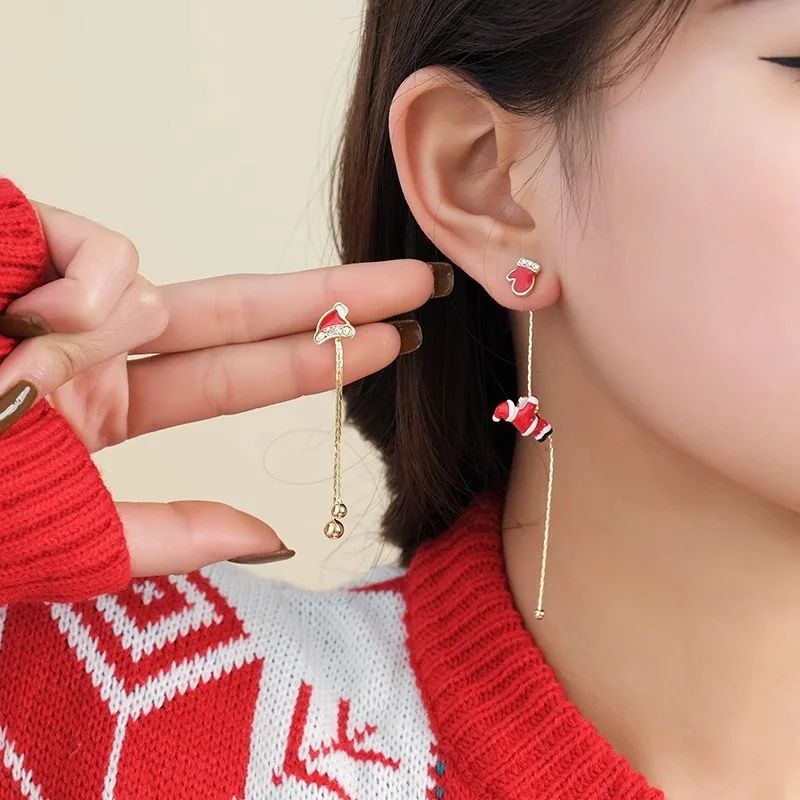 Trendy Christmas Santa Snowman and Snowflake Dangle Earrings
