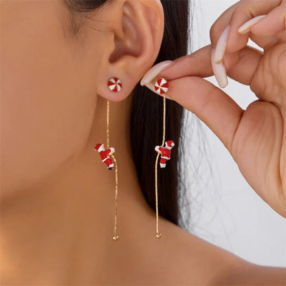 Trendy Christmas Santa Snowman and Snowflake Dangle Earrings