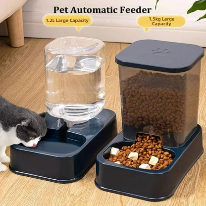 Automatic Gravity-Fed Pet Food and Water Dispenser Set