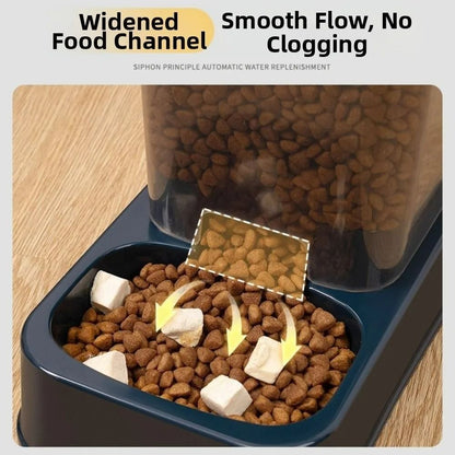 Automatic Gravity-Fed Pet Food and Water Dispenser Set