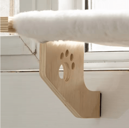 Wooden Frame Cat Window Hammock – Detachable Paw Print Hanging Cat Bed