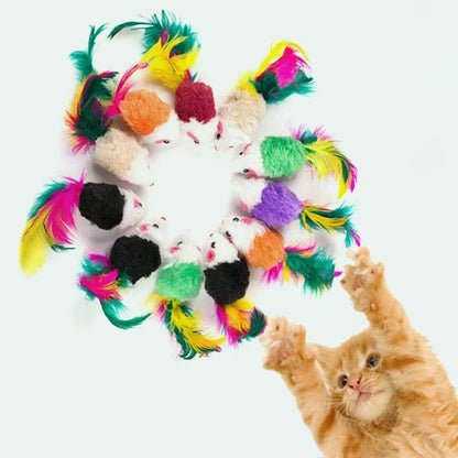 Interactive Feather Mouse Cat Toy for Kittens and Cats