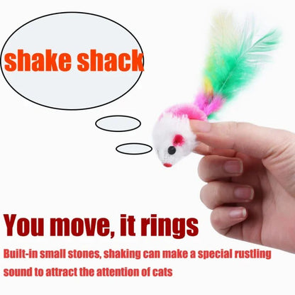 Interactive Feather Mouse Cat Toy for Kittens and Cats