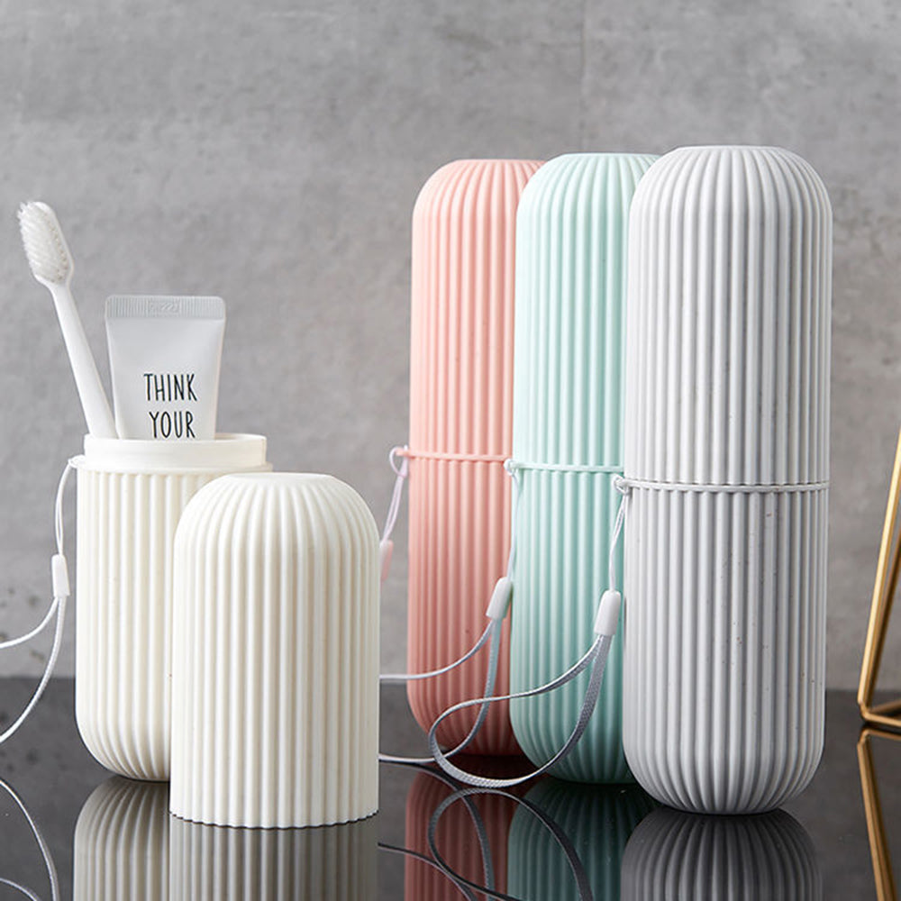 Portable Travel Toothbrush Holder Cup with Toothpaste Storage for Home, Gym & Travel