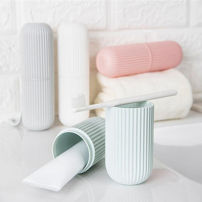 Portable Travel Toothbrush Holder Cup with Toothpaste Storage for Home, Gym & Travel