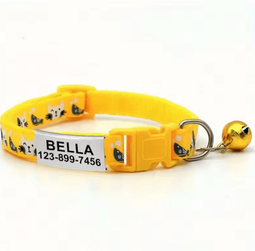 Personalized Cat Collar with Bell Custom Engraved Name Tag Collar for Cats & Kittens