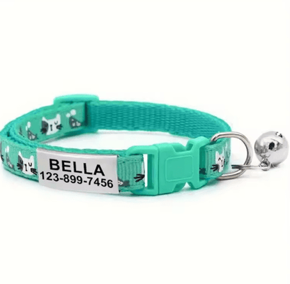 Personalized Cat Collar with Bell Custom Engraved Name Tag Collar for Cats & Kittens