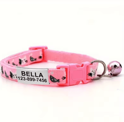Personalized Cat Collar with Bell Custom Engraved Name Tag Collar for Cats & Kittens