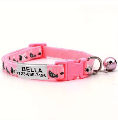 Personalized Cat Collar with Bell Custom Engraved Name Tag Collar for Cats & Kittens