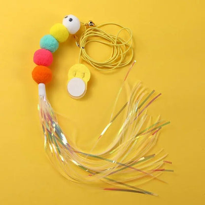Independent Hanging Door Cat Teaser – Elastic Self-Play Toy with Feathers