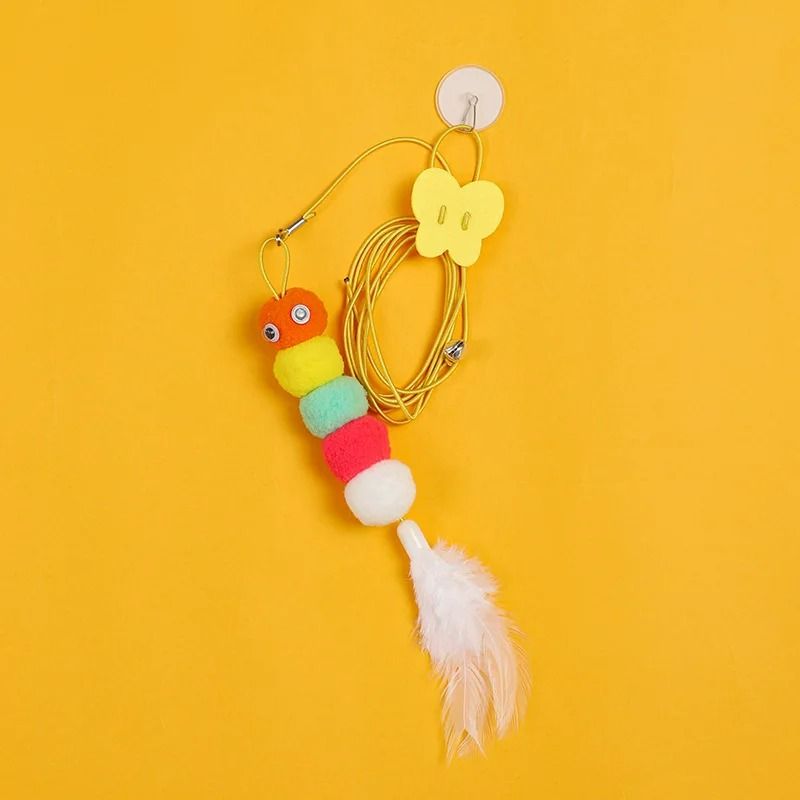Independent Hanging Door Cat Teaser – Elastic Self-Play Toy with Feathers