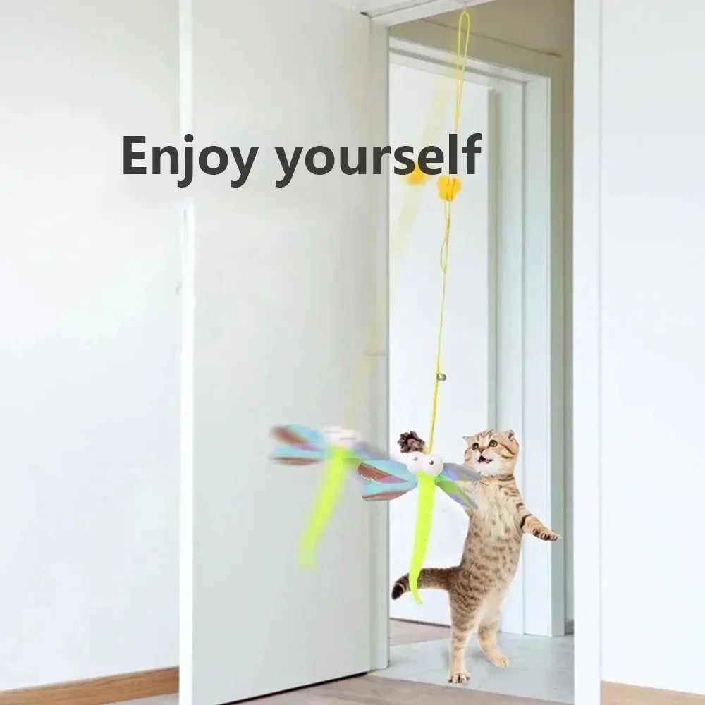 Independent Hanging Door Cat Teaser – Elastic Self-Play Toy with Feathers