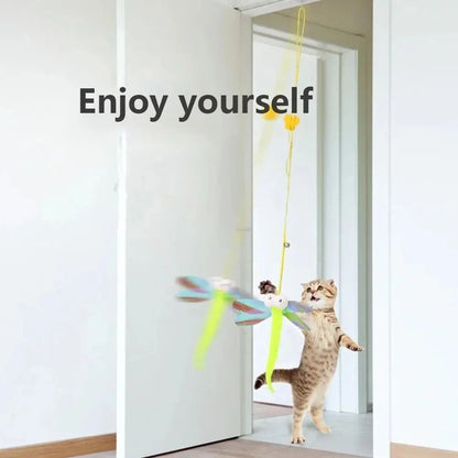 Independent Hanging Door Cat Teaser – Elastic Self-Play Toy with Feathers