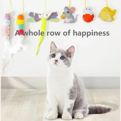 Independent Hanging Door Cat Teaser – Elastic Self-Play Toy with Feathers