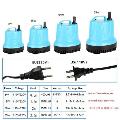 Mini Bottom Suction Submersible Water Pump for Aquariums, Fish Tanks & Ponds