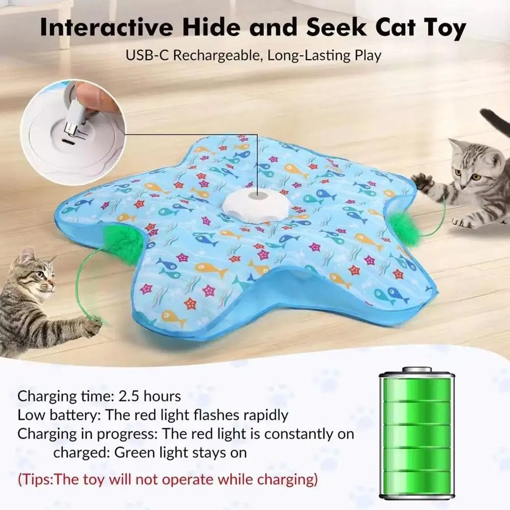 Automatic Cat Turntable Toy with Moving Feather