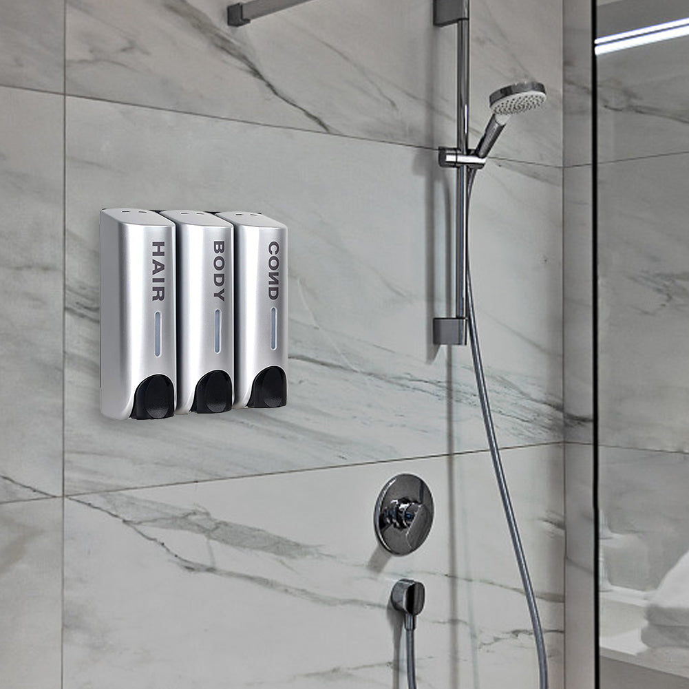 Wall Mounted Shampoo Dispenser Waterproof Refillable Soap & Lotion Organizer