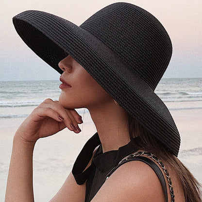 Elegant Packable Wide Brim Straw Panama Hat for Women UV Protection Beach & Travel Sun Hat