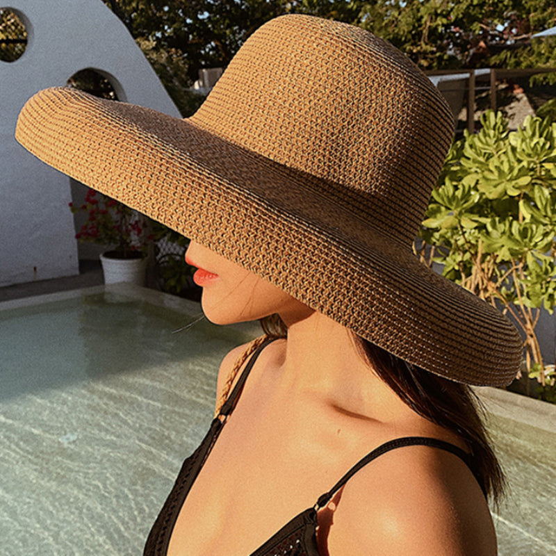 Elegant Packable Wide Brim Straw Panama Hat for Women UV Protection Beach & Travel Sun Hat