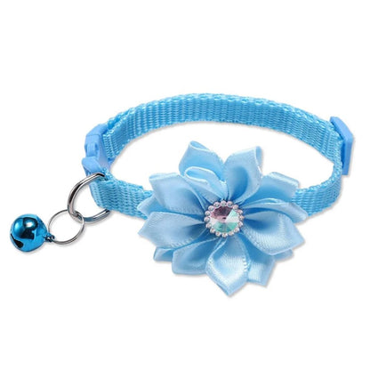 Floral Bow Pet Collar with Bell for Cats and Small Dogs
