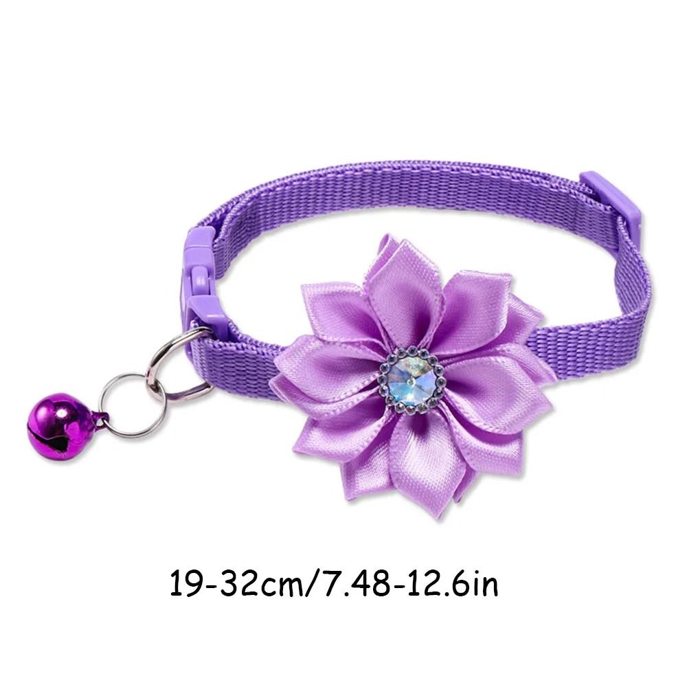 Floral Bow Pet Collar with Bell for Cats and Small Dogs