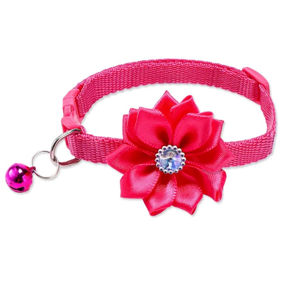 Floral Bow Pet Collar with Bell for Cats and Small Dogs