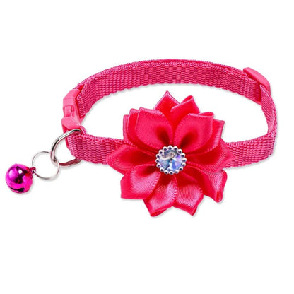 Floral Bow Pet Collar with Bell for Cats and Small Dogs