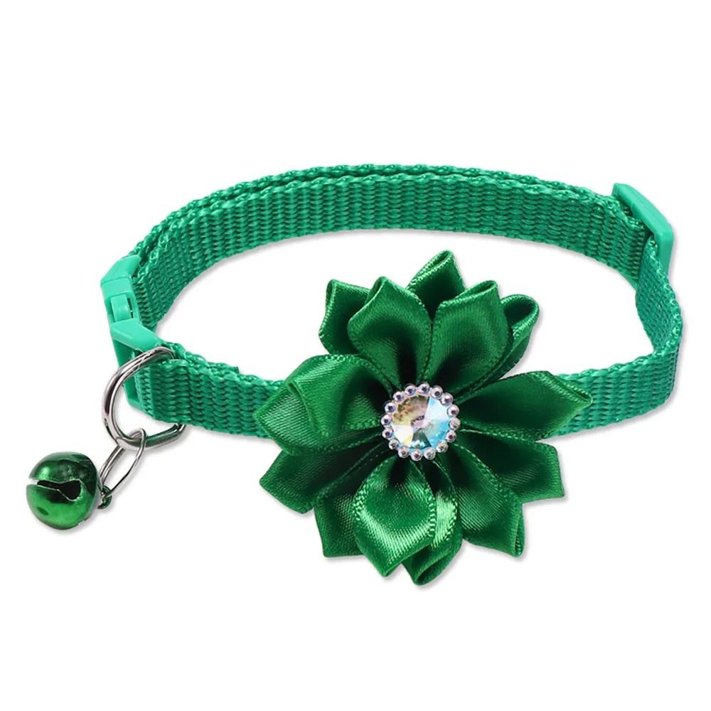 Floral Bow Pet Collar with Bell for Cats and Small Dogs