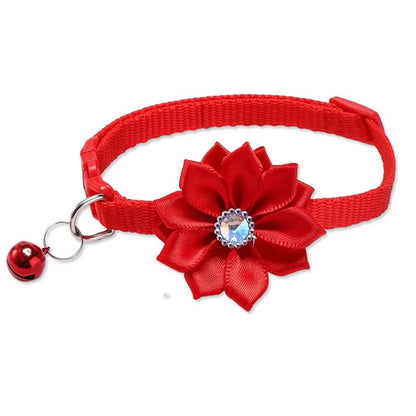 Floral Bow Pet Collar with Bell for Cats and Small Dogs