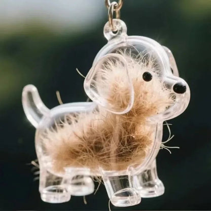Dog Hair Keepsake Keychain Pendant – Pet Fur Memory Holder for Bags, Car Keys, Couples Gift & Souvenir Decoration