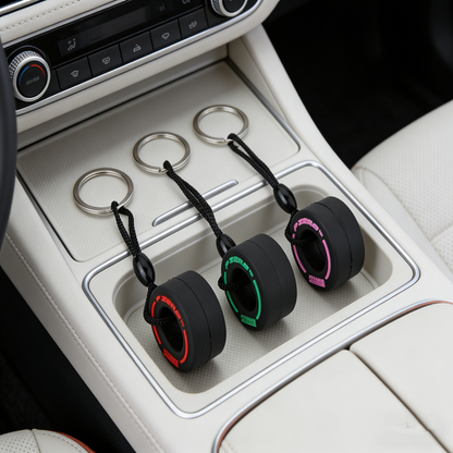 Premium PVC Tire Keychain Stylish Car Keychain Accessory