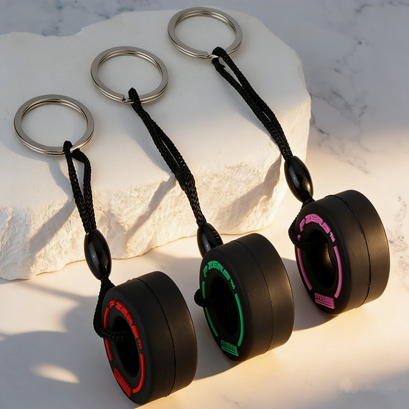 Premium PVC Tire Keychain Stylish Car Keychain Accessory