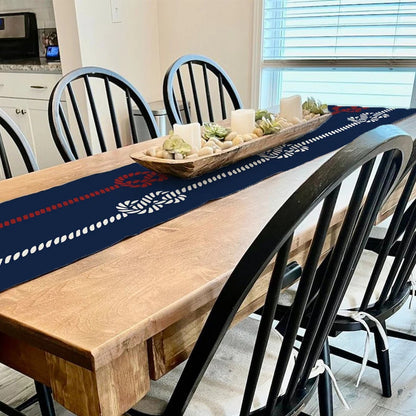 Nautical Table Runner with Anchor Compass Design for Coastal Dining Decor
