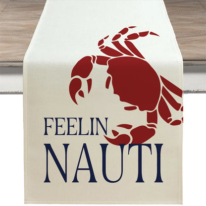 Nautical Table Runner with Anchor Compass Design for Coastal Dining Decor