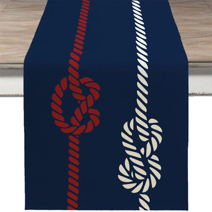 Nautical Table Runner with Anchor Compass Design for Coastal Dining Decor