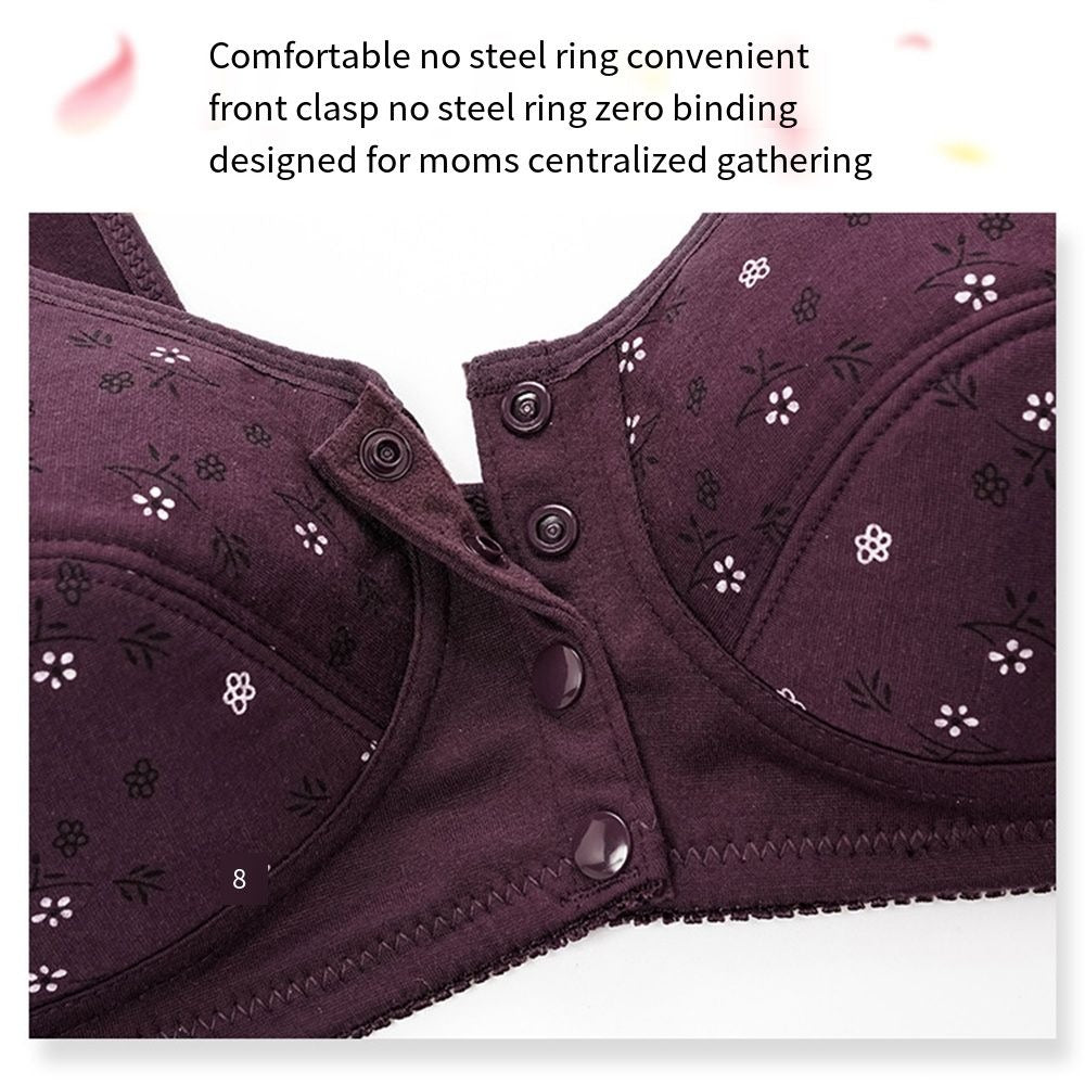 ComfortEase Front Closure Cotton Bra for Seniors Breathable Wireless Full Coverage Support