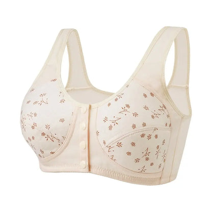 ComfortEase Front Closure Cotton Bra for Seniors Breathable Wireless Full Coverage Support