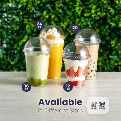 Clear Plastic Fruit Cups with Dome Lids for Parfaits