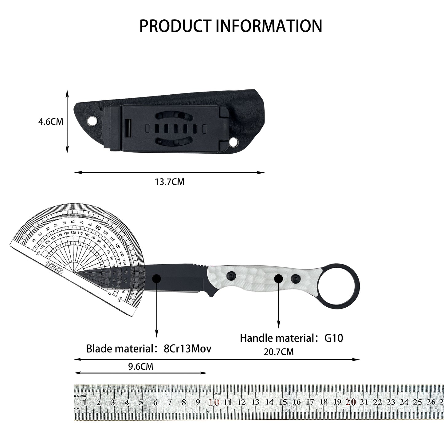 Tactical Fixed Outdoor Camping Knife with blade & Premium handle