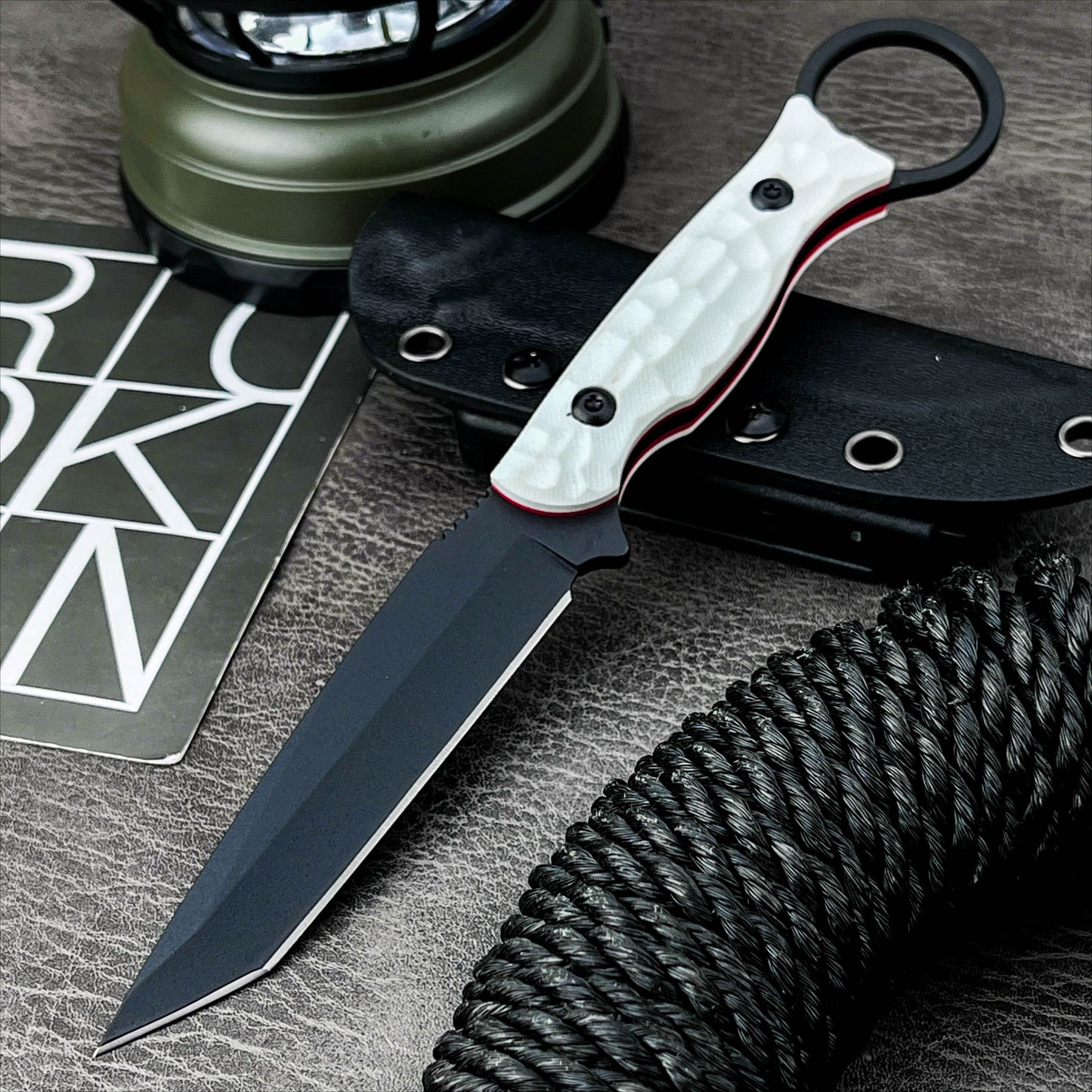Tactical Fixed Outdoor Camping Knife with blade & Premium handle